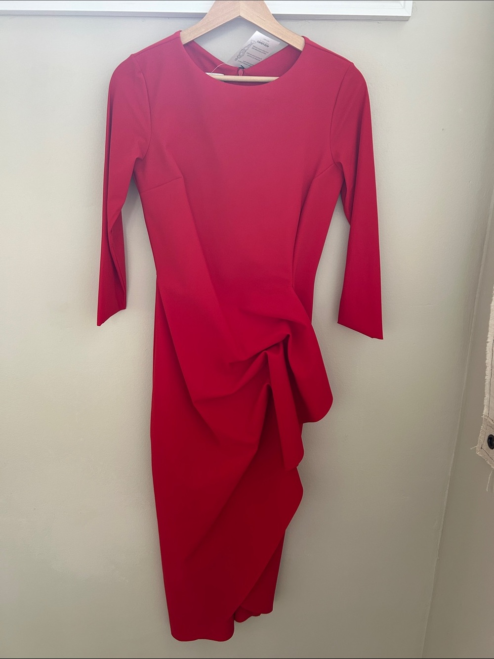 Chiara Boni Red Draped Midi Dress